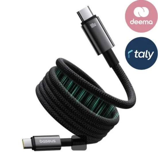 Baseus Tungsten Gold Magnetic Charging Cable USB-C to USB-C 100W 1m - Black